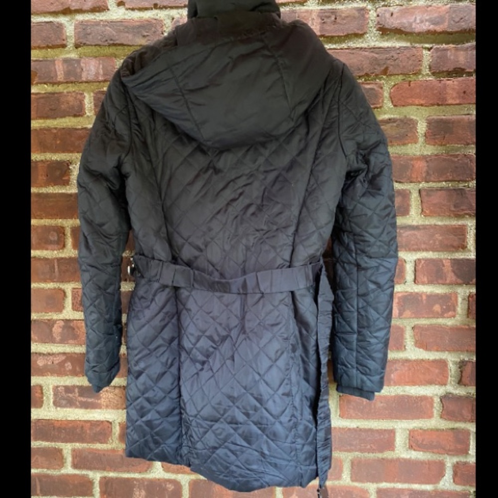 EUC HAWKE & CO. NEW YORK WOMEN'S COAT SMALL Black puffer warm winter lined 3/4 - Picture 2 of 3